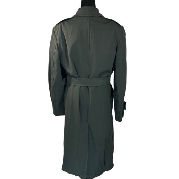 Vintage 70s Men's 44 Wool Army Green Coat with Removable Liner - Picture 5 of 11